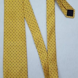 Brooks Brothers Yellow Necktie Polka Dot Blue Silk